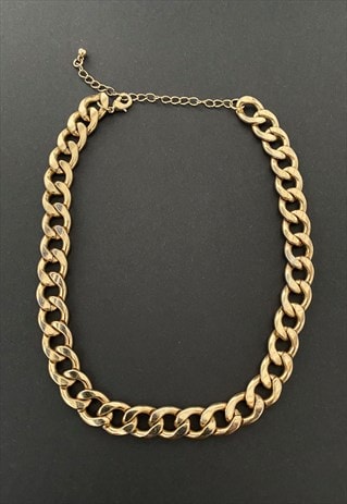 Vintage 80's Ladies Gold Costume Chunky Chain Link Necklace