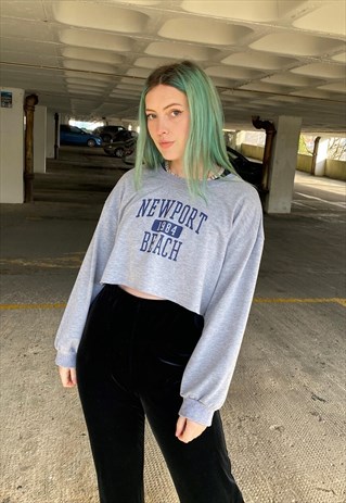 Vintage 90s Newport Beach Crop Sweatshirt