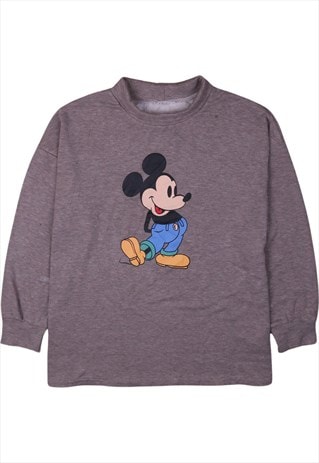 Vintage 90's Mickey Mouse Sweatshirt Crew Neck Grey Large