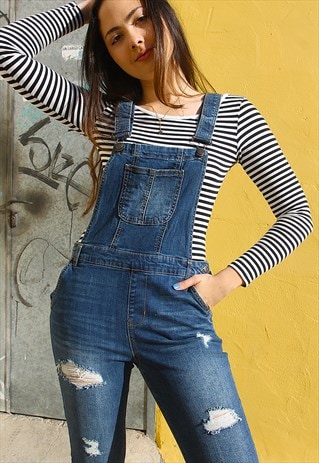 Womens Dungarees with Rips