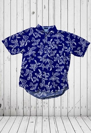 vintage blue chaps  hawaiian print shirt