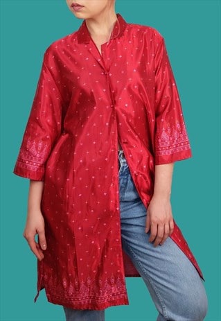 Vintage 70's Style 3/4 Sleeves Satin Night Dress Robe kimono
