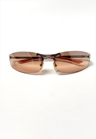 Christian Dior Sunglasses Rimless Logo Silver Brown Minipop