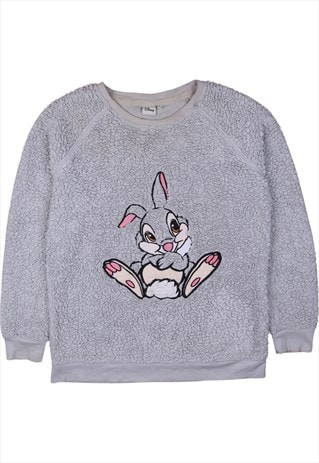 Vintage 90's Disney Fleece Jumper Bunny Crew Neck Grey