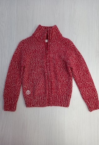 00's Vintage Knit Cardigan Red White