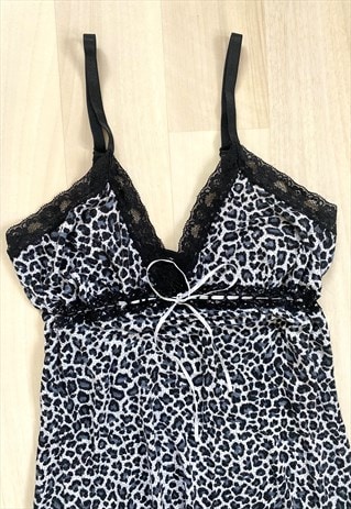Y2K Leopard Print Slip Dress