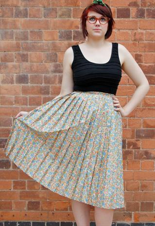 1960S VINTAGE DITSY FLORAL PRINT BOHO HIGH WAIST SKIRT