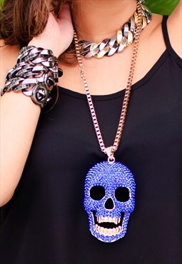 Mega skull necklace (Blue)