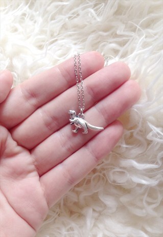 SILVER DINOSAUR T-REX NECKLACE