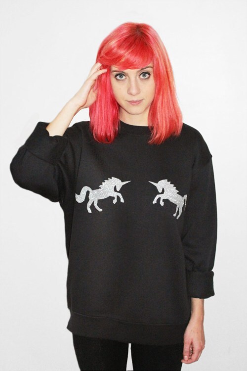 Silver Glitter Unicorn Jumper