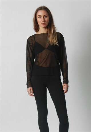 RELAXED FIT BLACK MESH TOP