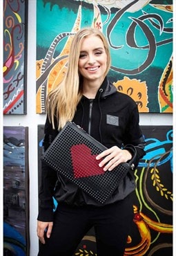Studded Love Shaped Clutch