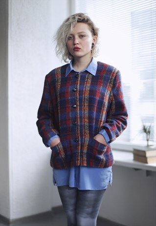 VINTAGE 70'S CHECKED MULTICOLOR BUTTON UP JACKED