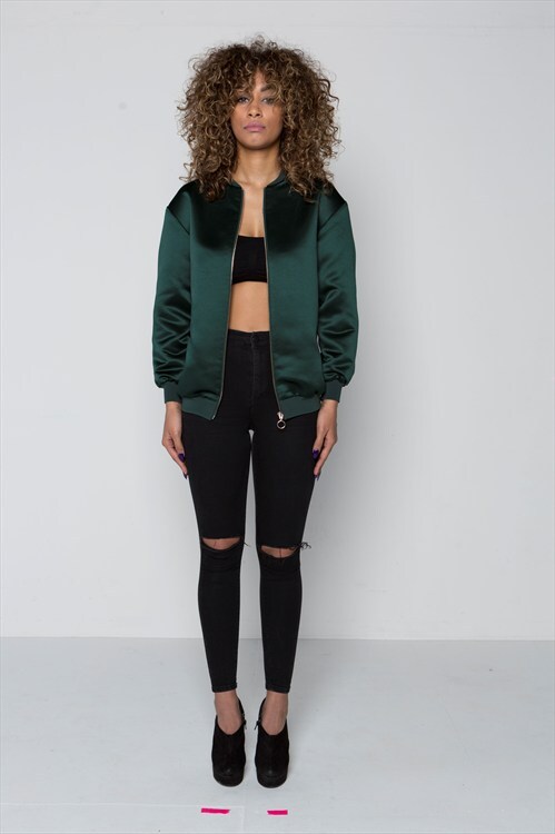 Our wood green satin jacket back in stock in September <3
