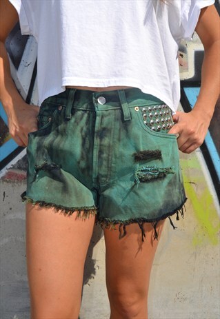 LEVI'S HIGH WAISTED GRUNGE DENIM SHORTS