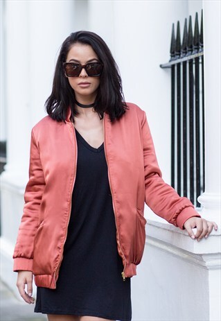 SATIN LONGLINE PADDED BOMBER JACKET