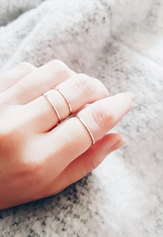 SILVER SET OF 3 MINIMALIST THIN STACKING RINGS