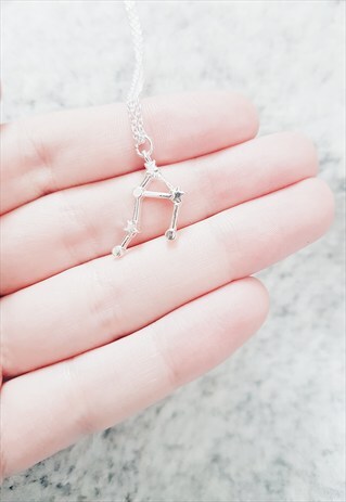 SILVER LIBRA ZODIAC CONSTELLATION BIRTHDAY NECKLACE