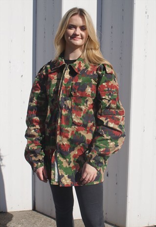 VINTAGE MILITARY RED ALPENFLAUGE CAMO ARMY JACKET