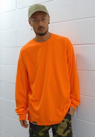 NEW ULTRA BAGGY LONG SLEEVE T-SHIRT PRISON ORANGE