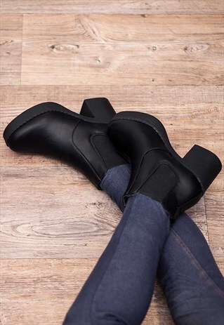 boots chelsea platform block heel doll shoes leather asos marketplace