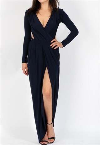 NAVY CELEBRITY MAXI DRESS