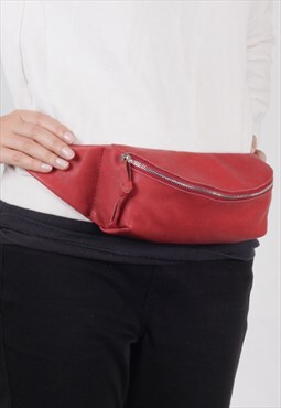 red leather waist bag