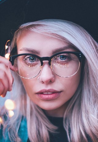 Winter Clear Half Frame Round Retro Non Prescription ...