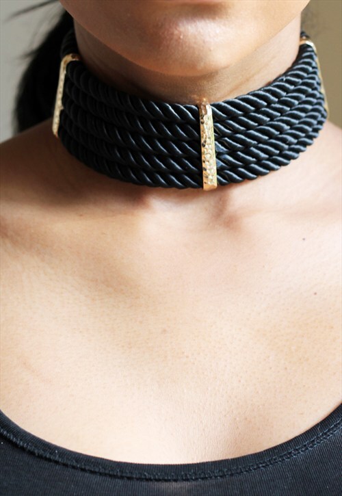 Black Twisted Cord Statement Choker