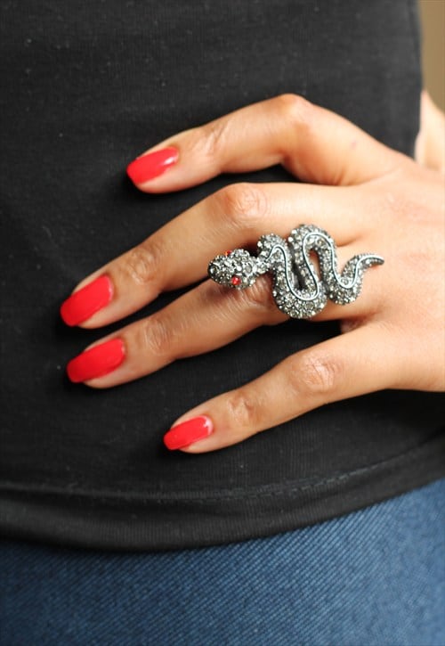 Statement Jewelled Snake Ring