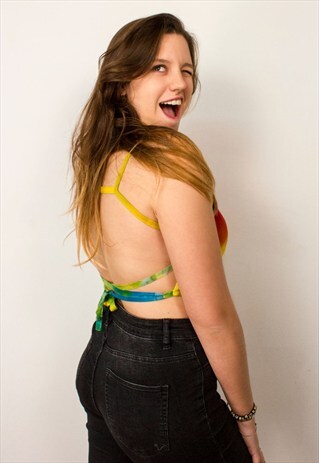 HANDMADE BALINESE TIE-DYE STRAPPY BACKLESS CROP TOP