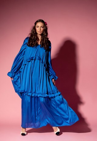 BLUE MAXI DRESS/ BOHO DRESS/ MAXI BOHO DRESS/ DAY DRESS
