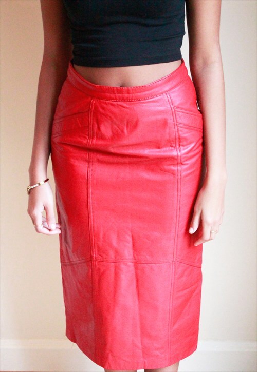 RED LEATHER SKIRT