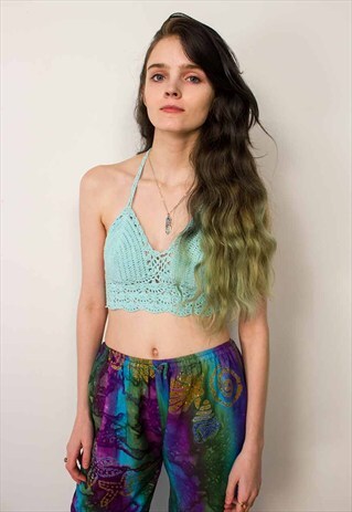 BALINESE CROCHET HALTER-NECK CROP TOP