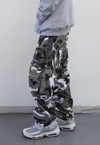 trousers cargo grey baggy camo asos marketplace shorts