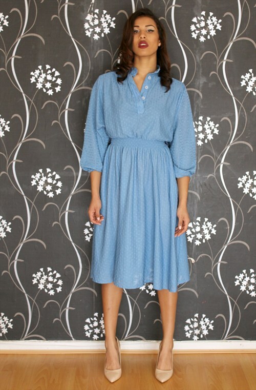 New Arrival Vintage Blue Knit Dress New Arrival Vintage Blue Knit Dress