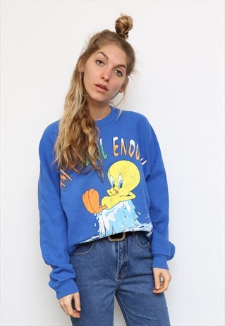 VINTAGE 90S BLUE TWEETY PIE SWEATER JUMPER