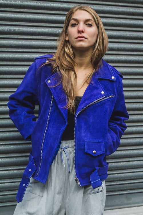 cobalt blue biker jacket