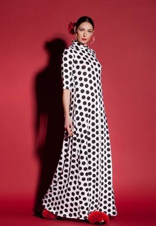 POLKA DOTS SUMMER DRESS /MAXI DRESS WITH SLEEVES/PARTY DRESS