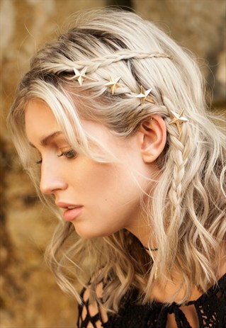 STAR HAIR CLIPS, GOLD HAIR CLIPS, FESTIVAL HAIR, BOHO HAIR