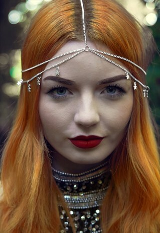 SILVER HEADCHAIN, HEADCHAIN, FESTIVAL HAIR, BOHO HAIR