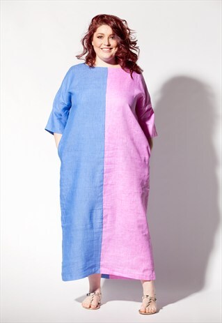PLUS SIZE LINEN DRESS/ PLUS SIZE DRESS/ PLUS SIZE KAFTAN/