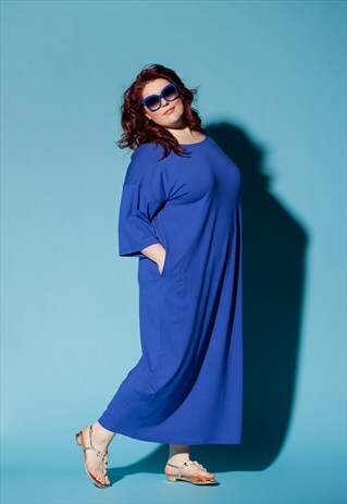 BLUE MAXI DRESS/ PLUS SIZE KAFTAN/ PLUS SIZE DRESS/PLUS SIZE