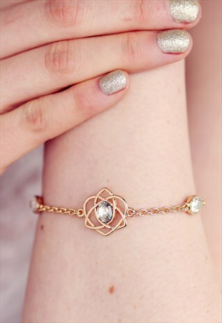 GOLD SWAROVSKI BRACELET TRINITY LOVE KNOT CRYSTAL