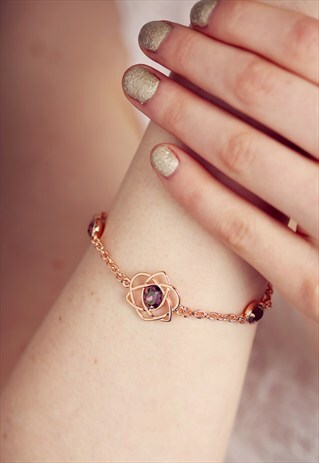 ROSE GOLD SWAROVSKI BRACELET TRINITY LOVE KNOT LILAC SHADOW