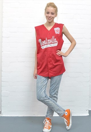 RED JUNIOR LEAGUE SOFTBALL BASEBALL TOP