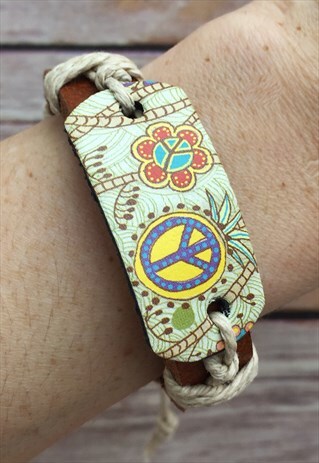 PEACE LEATHER BRACELET