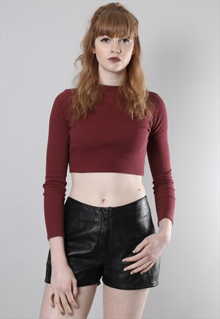 VINTAGE 80S BLACK SOFT LEATHER HIGH RISE SHORTS