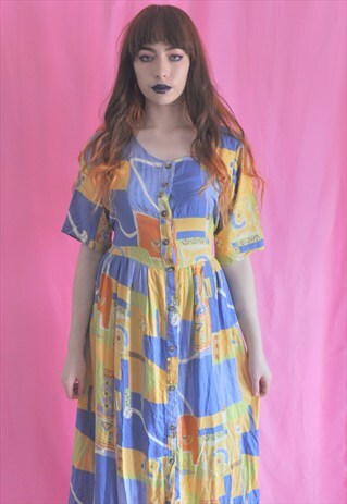 VINTAGE 1980S ANKLE LENGTH PATCHWORK DRESS