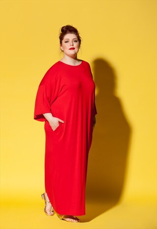 RED MAXI DRESS/ PLUS SIZE KAFTAN/ PLUS SIZE DRESS/PLUS SIZ